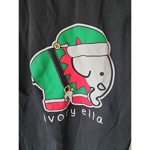 Ivory Ella Shirt Womens S Black Long Sleeve  Christmas‎ Holiday Elephant